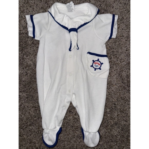 Baby Dior Other - Vtg Baby Dior Small (up to 11 Pounds) Sailor Collar White/Blue Nautical Sailing